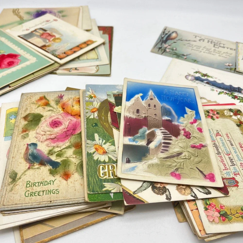 Antique Postcard Collection Lot‎ of 56 Single Recipient Holiday Christmas